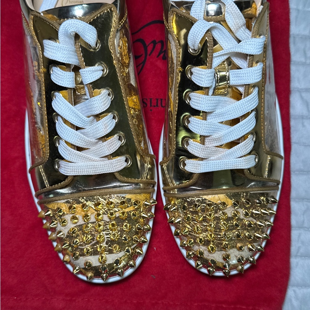 Christian Louboutin Gold Spiked Sneakers